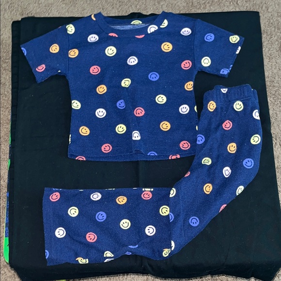 Smiley Face Kids Pajama Set - Blue - Picture 1 of 4